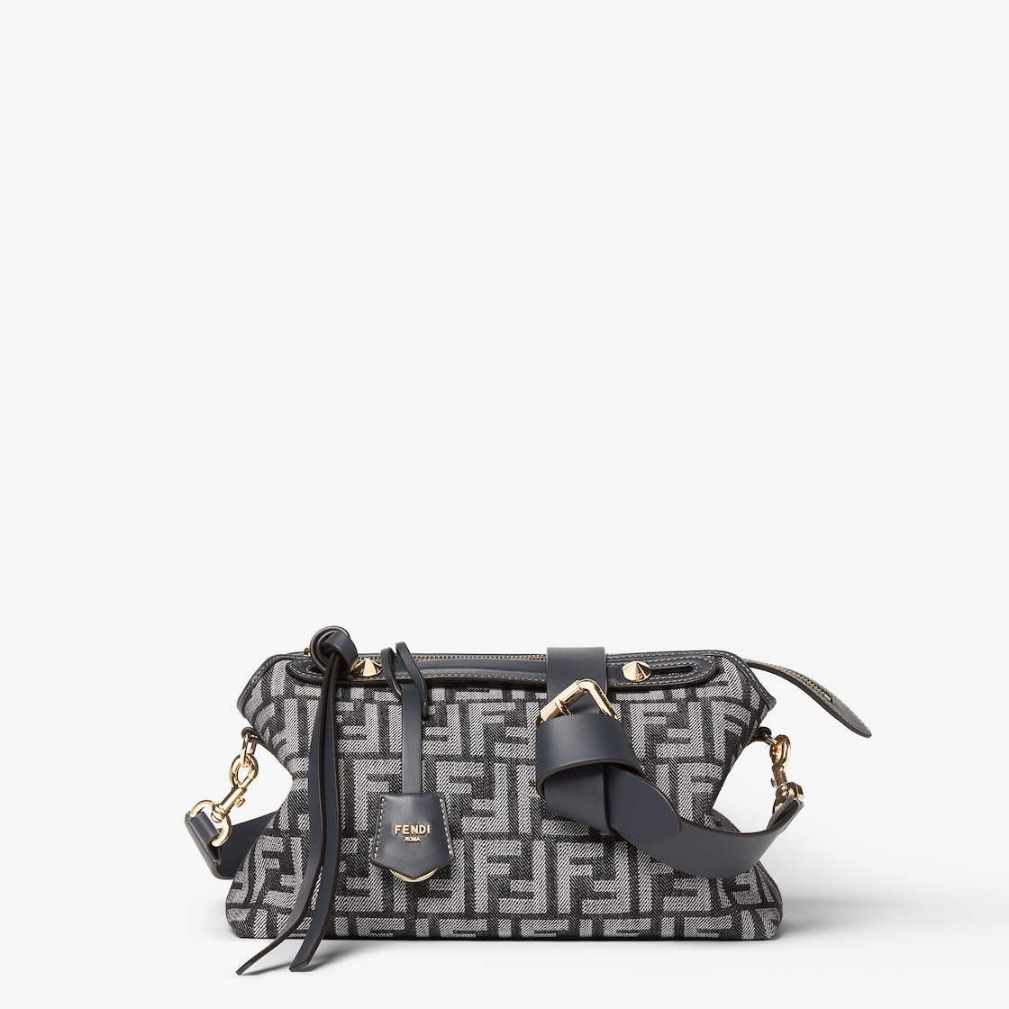 FENDI By The Way Soft Medium Dark blue denim-effect FF jacquard bag - Image 3